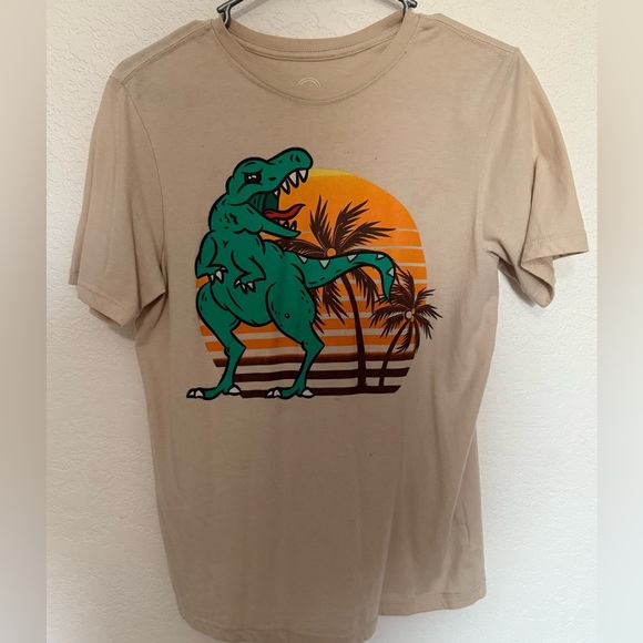 wonder nation Other - 🦖 Wonder Nation Tan T-Shirt with Dinosaur and Sunset Graphic